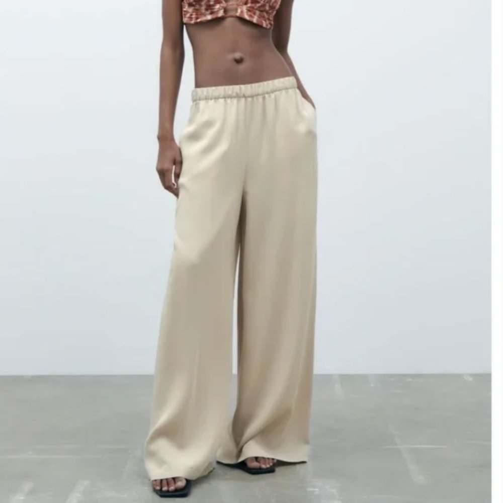 NWT Zara fluid pants beige - Picture 2 of 7
